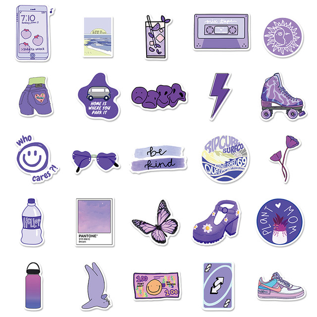 50Pcs Purple Stickers Aesthetic Scrapbook Stickers Cute Sticker Vinyl  Sticker for Water Bottles, Computer Waterproof ok - AliExpress